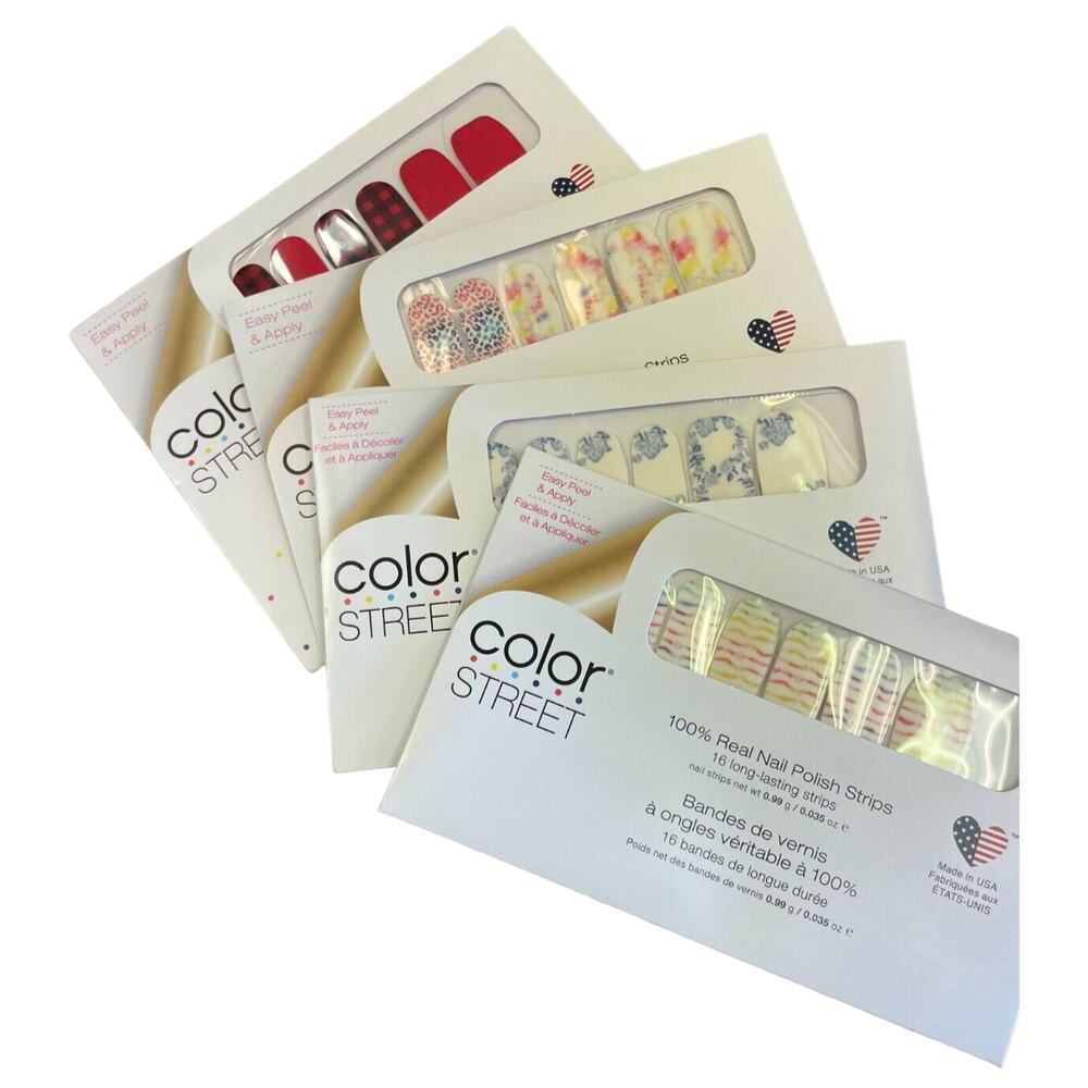 Lot of 4 Color Street Nail Polish Strips 100% Real Mixed Glitter & Matte Set